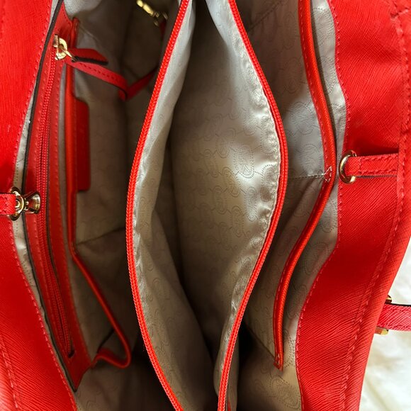 Michael by Michael Kors, Red Jet Set Leather Tote Bag - Picture 9 of 9